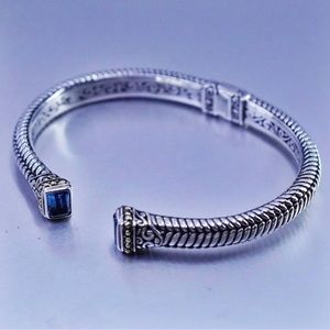 SAMUEL B 18K Gold & Sterling Silver & Blue Topaz cuff Bracelet